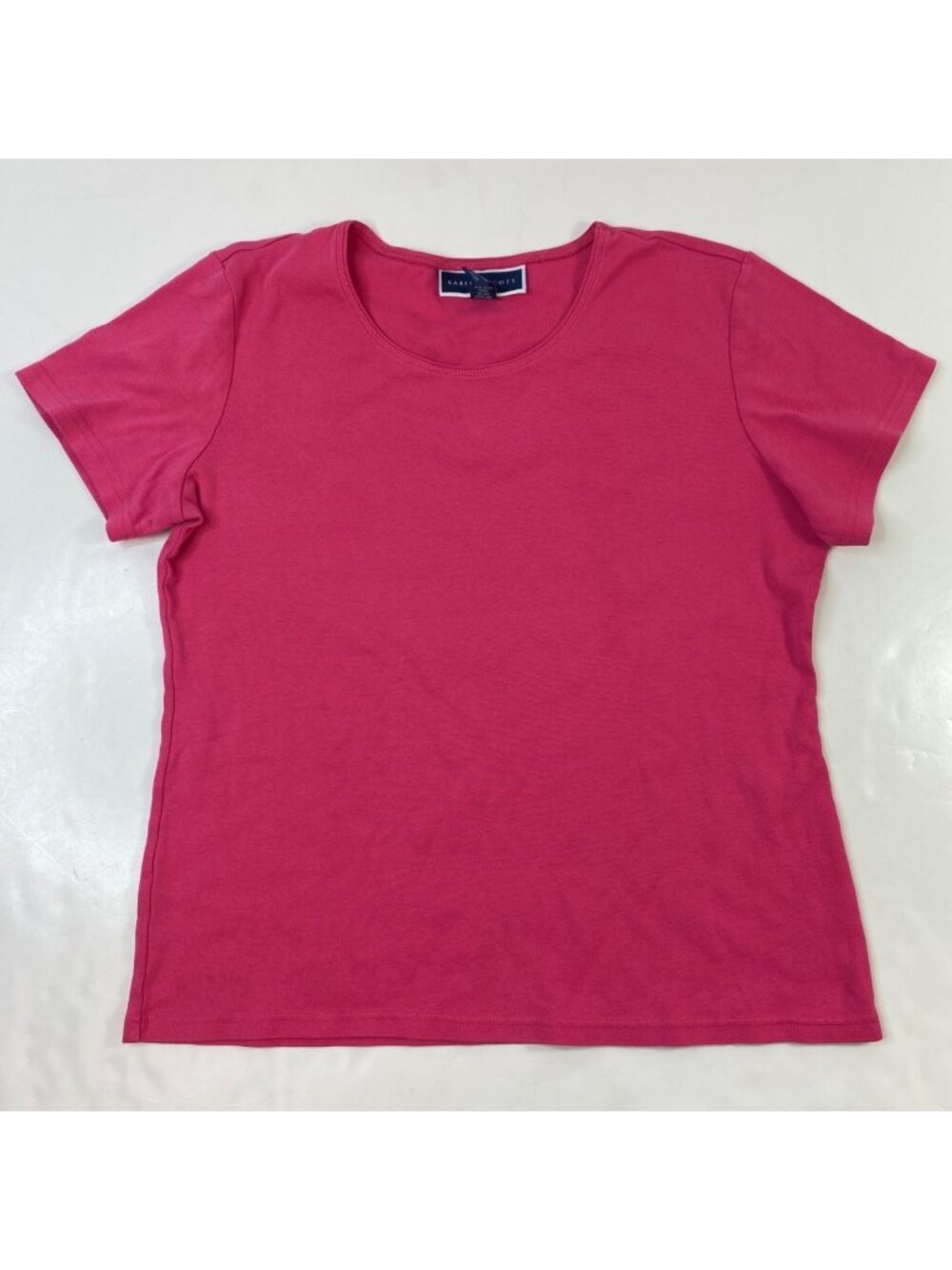 Karen Scott Womens Pink Solid Scoop Neck Short Sleeve T-Shirt Size Large